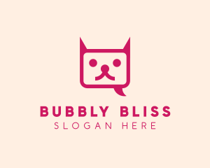 Pink Cat Messaging App logo design