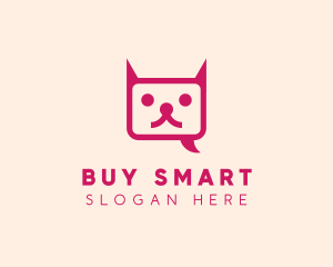 Pink Cat Messaging App logo design