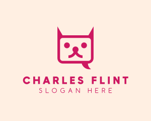 Pink Cat Messaging App logo design