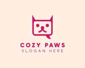 Pink Cat Messaging App logo design