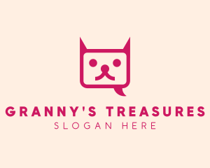 Pink Cat Messaging App logo design