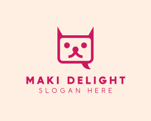 Pink Cat Messaging App logo design