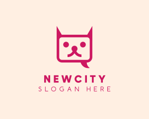 Pink Cat Messaging App logo design