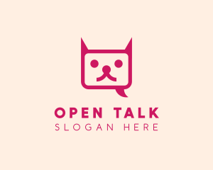 Pink Cat Messaging App logo design