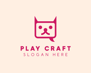 Pink Cat Messaging App logo design