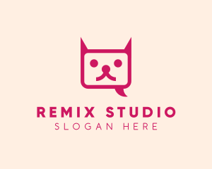 Pink Cat Messaging App logo design