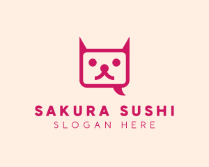 Pink Cat Messaging App logo design