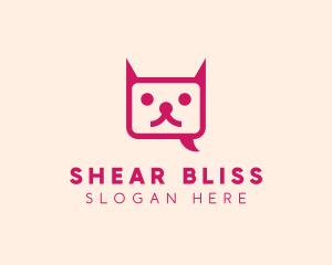 Pink Cat Messaging App logo design