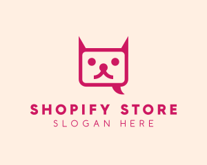 Pink Cat Messaging App logo design