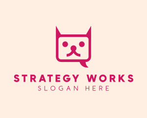 Pink Cat Messaging App logo design