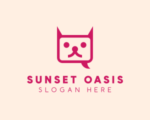 Pink Cat Messaging App logo design