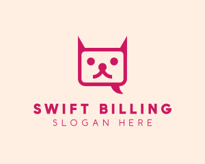 Pink Cat Messaging App logo design