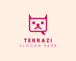 Pink Cat Messaging App logo design