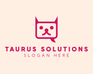 Pink Cat Messaging App logo design