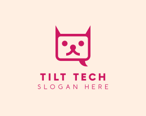 Pink Cat Messaging App logo design