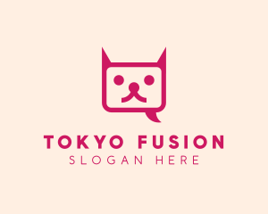 Pink Cat Messaging App logo design