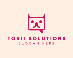 Pink Cat Messaging App logo design