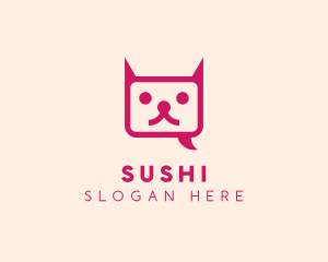 Pink Cat Messaging App logo design