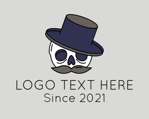 Gentleman - Mustache Skull Hat logo design