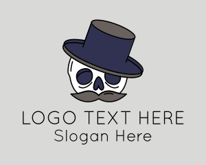 Mustache Skull Hat Logo