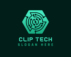 Hexagon Tech Circuit logo design