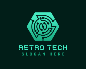 Hexagon Tech Circuit logo design