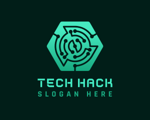 Hexagon Tech Circuit logo design