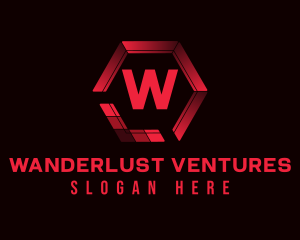 Red Hexagon Letter logo design