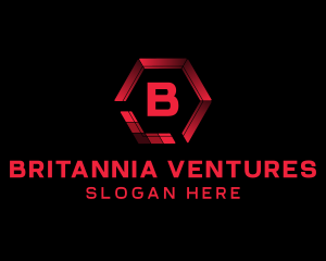 Red Hexagon Letter logo design