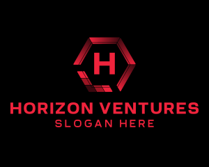 Red Hexagon Letter logo design