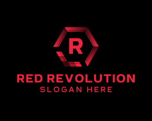 Red Hexagon Letter logo design