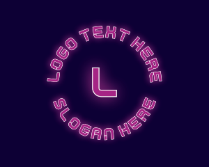 Rave - Pink Neon Letter Badge logo design