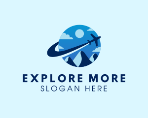 Visit - Plane Mountain Trip logo design