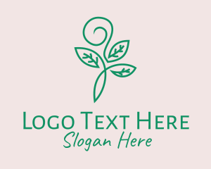 Line Art - Organic Green Sprout Leaves logo design