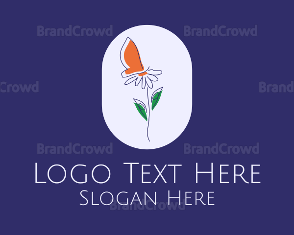 Daisy Flower Butterfly Logo