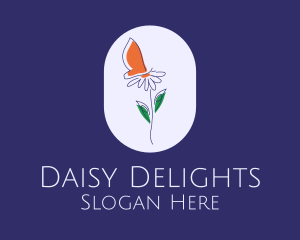 Daisy - Daisy Flower Butterfly logo design