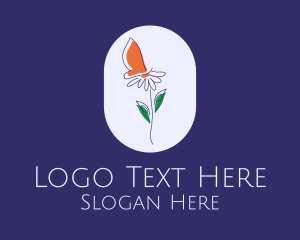 Decorative - Daisy Flower Butterfly logo design