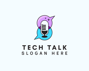 Talk Radio Podcast Mic logo design