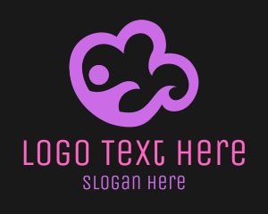Dry Cleaner - Purple Pink Cloud Person logo design
