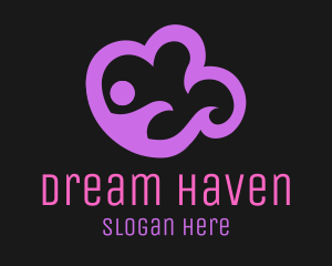 Purple Pink Cloud Person logo design