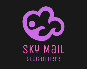 Purple Pink Cloud Person logo design