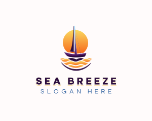 Sunset Sailing Boat logo design