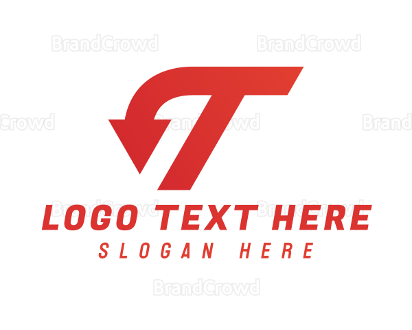 Red Arrow Letter T Logo