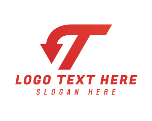 Courier - Red Arrow Letter T logo design
