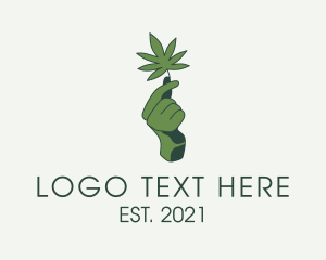 Hand Gesture - Green Hand Cannabis logo design