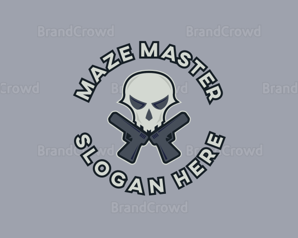 Pistol Guns Skull Logo