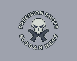 Marksmanship - Pistol Guns Skull logo design