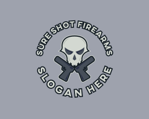 Pistol Guns Skull logo design