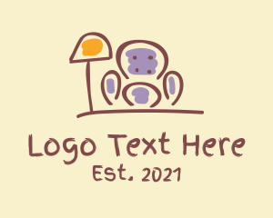 Monoline - Cute Sofa Doodle logo design