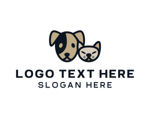 Pet Sitter - Cat Dog Heads logo design